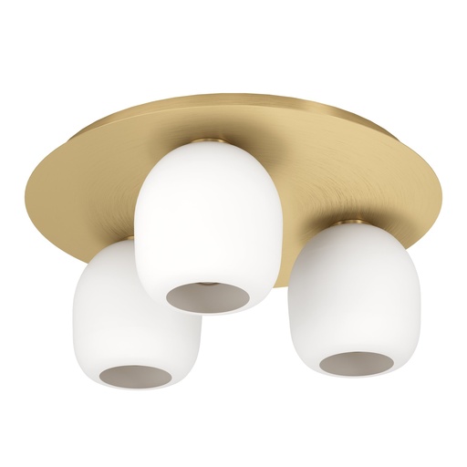 [900304] Plafonnier 3 lampes laiton brossé/doré/blanc Manzanares - Eglo