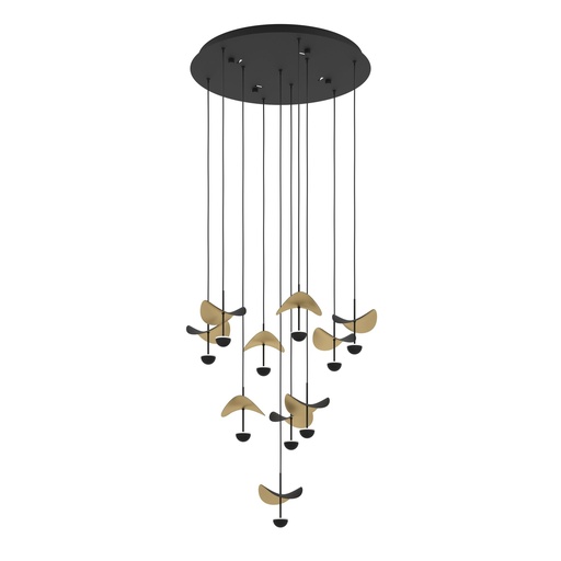 [390339] Suspension LED 10 lampes Ø580 noir/doré Dracera - Eglo