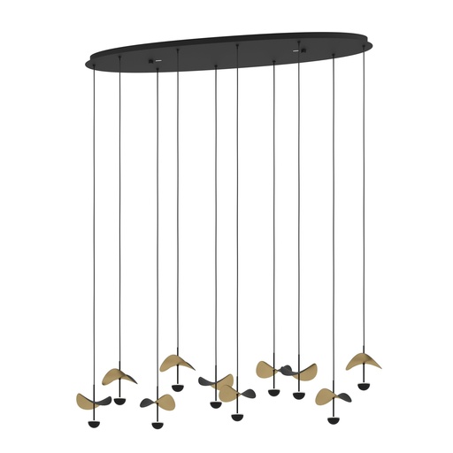 [390342] Suspension LED 10 lampes noir/doré Dracera - Eglo