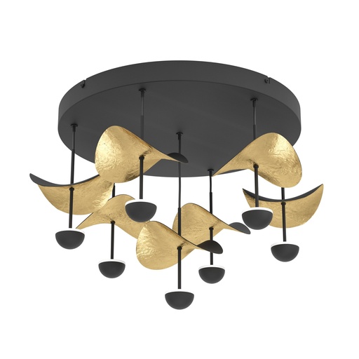 [390411] Plafonnier LED 7 lampes noir/doré Dracera - Eglo