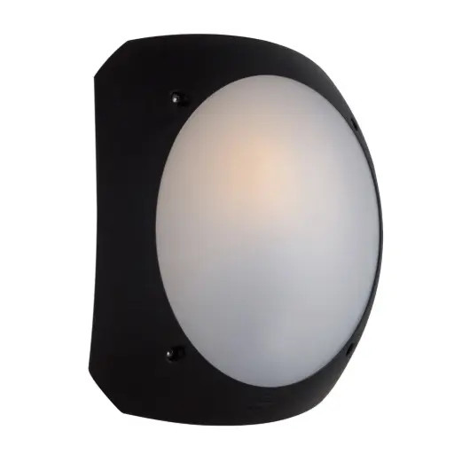 [FU 1U3 000 AYE27BU] Applique extérieure Stucchi noir, diffuseur opale, E27, rétroéclairage bleu - Fumagalli