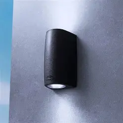 [FU 2A4 000 AXU2L] Applique extérieure Marta 90 2L noir, diffuseur satiné, LED GU10 7W 4000K - Fumagalli