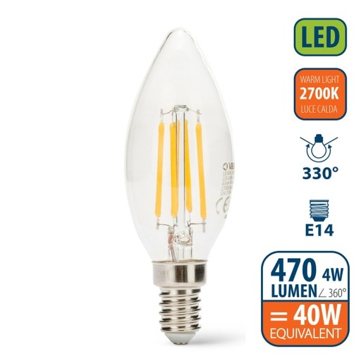 [PH AMP_4W_E14_2700K] Ampoule LED flamme 4W E14 2700K - Philips