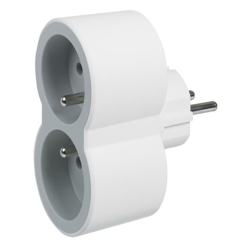 [LEG049431] Multiprise 2x2P+T frontale, blanc/gris - Legrand