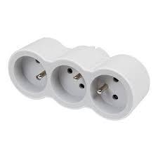 [LEG049433] Multiprise 3x2P+T standard frontale, blanc/gris - Legrand