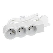 [LEG049470] Multiprise 3x2P+T standard, cordon 1,5 m, blanc/gris - Legrand