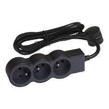 [LEG049489] Multiprise 3x2P+T standard, cordon 3 m, noir - Legrand