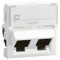 [LEG076506] Prise double 2xRJ45 Cat6 FTP Mosaic, 2 modules, sortie 45° - Legrand