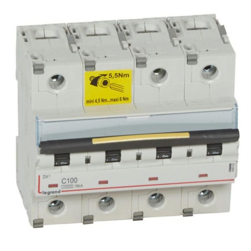 [LEG409363] Disjoncteur DX³ 4P 100A courbe C 10/16 kA - Legrand