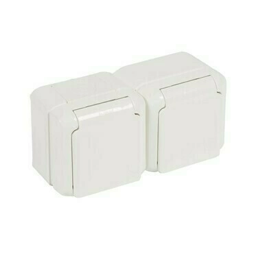 [LEG782377] Prise double 2x2P+T, blanc, IP44 - Legrand