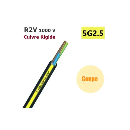 [5G2.5_RO2V PRYSMIAN] Câble rigide R2V 5G2,5 mm² âme cuivre - Prysmian (origine France)