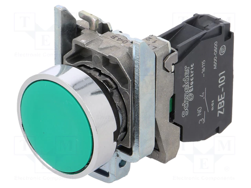 [SC_XB4BA31] Bouton-poussoir Harmony XB4 vert Ø22, contact NO - Schneider