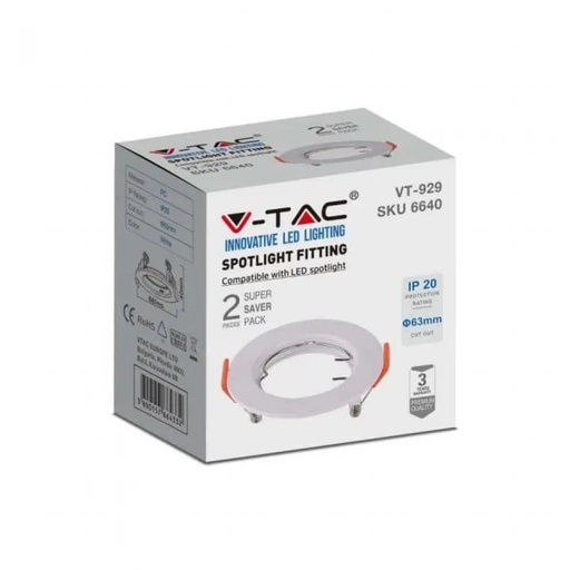 [VT6640] Spotlight fitting GU10 round, white - V-TAC