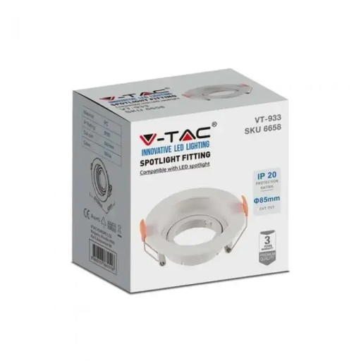 [VT6658] Support de spot GU10 rond, blanc - V-TAC