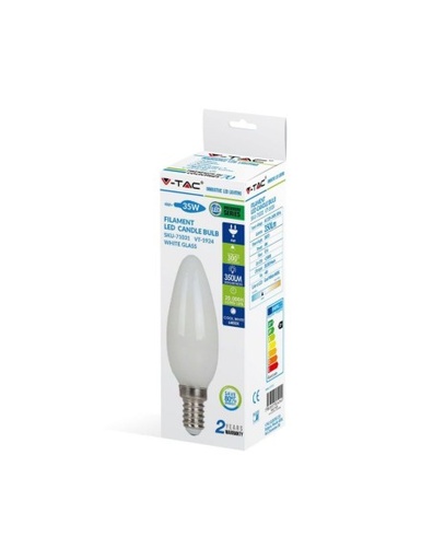 [VT71031] Ampoule LED flamme filament croisé 4W E14 6400K, blanche - V-TAC