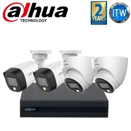 [DH-KIT/XVR1B04-I/2-B1A21P-0360B/2-HFW1209CP-LED-0360B] HDCVI CCTV kit: 4-channel recorder + 2 1080p cameras + 2 Full-Color cameras - Dahua