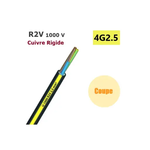 [4G2,5 R02V PRYSMIAN] Câble rigide R2V 4G2,5 mm² âme cuivre - Prysmian (origine France)