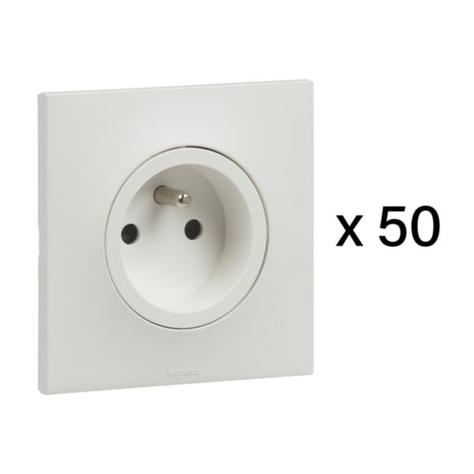 [LEGUBL3111WH] Pack 50 prises 2P+T à éclips avec griffes, blanc, gamme Urbano - Legrand