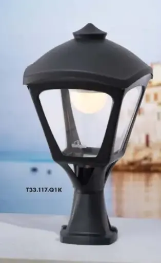 [T33.000.AXQ1K] Lampadaire extérieur Sergio noir, diffuseur clair, LED E27 30W CCT - Fumagalli