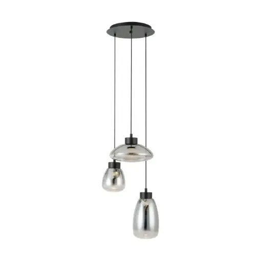 [390299] Suspension LED 3 lampes noir/noir transparent Sarnarra - Eglo