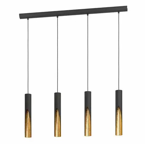 [900873] Suspension 4 spots GU10 noir/doré Barbotto - Eglo