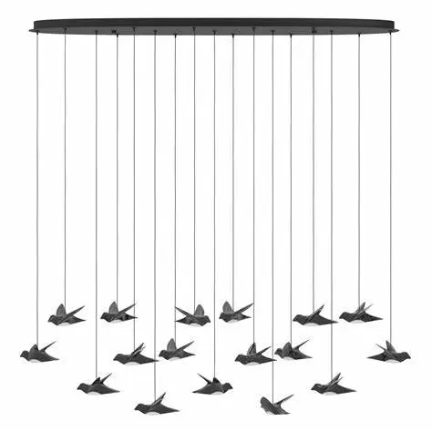 [390353] Suspension LED 17 lampes noir/satiné Paratebueno - Eglo