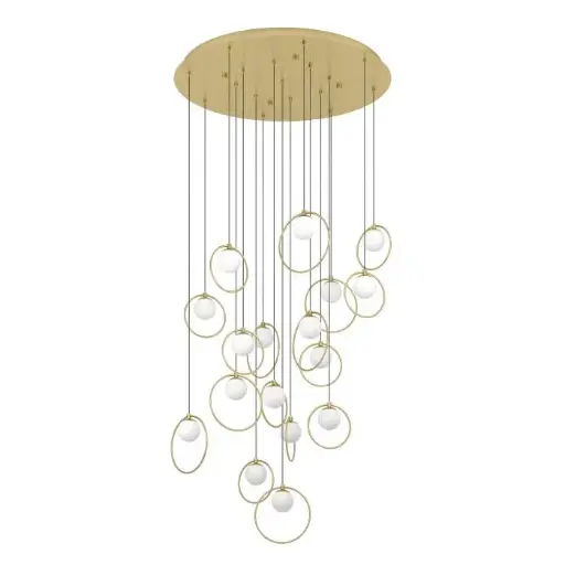 [390346] Pendant LED 17 lamps Ø780 brass/white Portocolom - Eglo