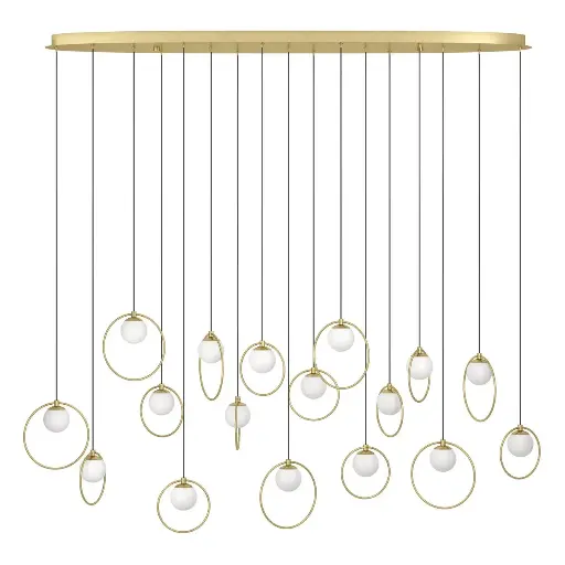 [390348] Suspension LED 17 lampes laiton/blanc Portocolom - Eglo