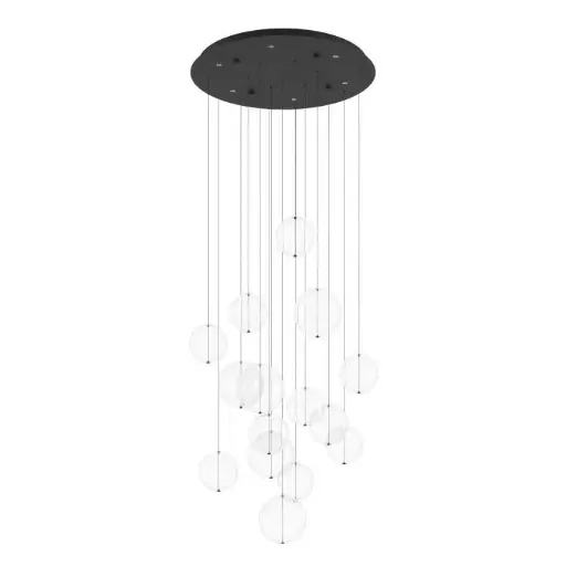 [390333] Suspension LED 6 lampes noir/verre clair Espardello - Eglo