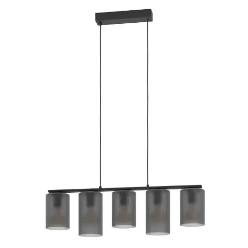 [901163] Suspension 5 lampes E27 noir/gris Colomera - Eglo