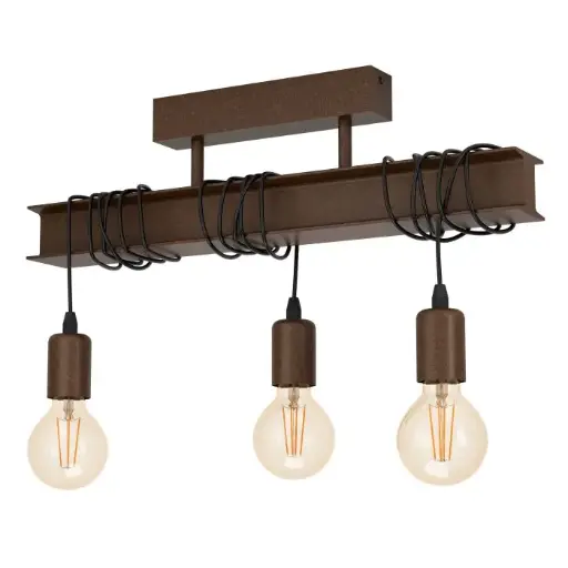 [43522] Plafonnier 3 lampes E27 brun antique Townshend 4 - Eglo