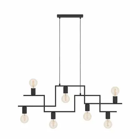 [43365] Pendant 7 lamps E27 black Fembard - Eglo