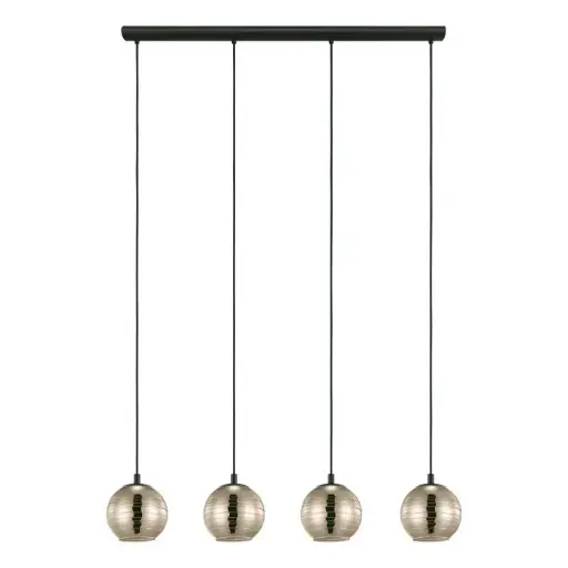 [39686] Suspension 4 lampes E27 noir/doré Lemorieta - Eglo