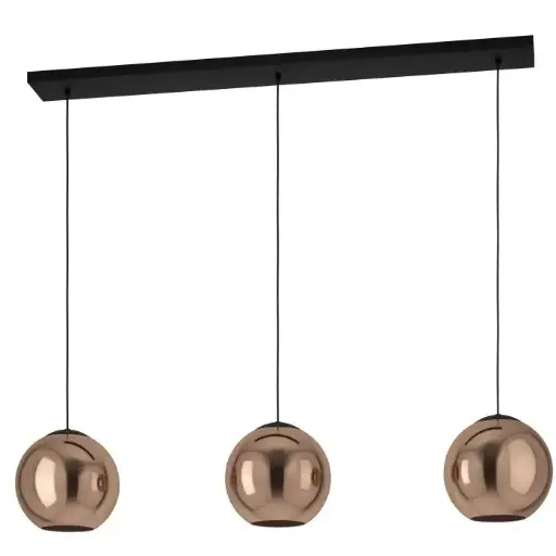 [390095] Suspension 3 lampes E27 noir/cuivre Cordoba - Eglo