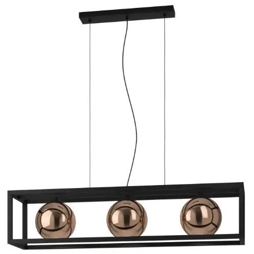 [390091] Suspension 3 lampes L1100 noir/cuivre Cordoba - Eglo