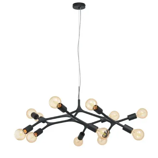[98347] Suspension 12 lampes E27 noir Bocadella - Eglo