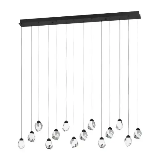 [390358] Suspension LED 14 lampes noir/verre clair Sindicat - Eglo