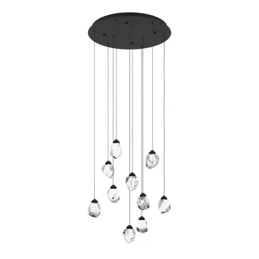 [390356] Pendant LED 10 lamps black/clear glass Sindicat - Eglo