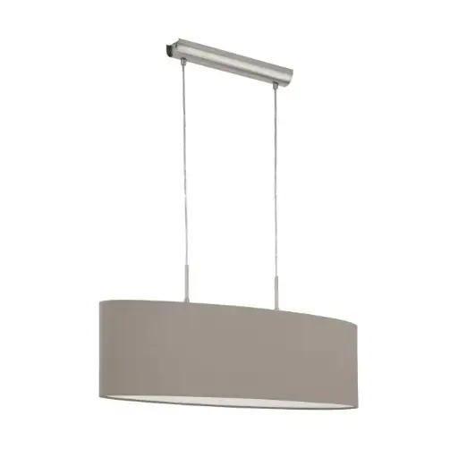 [31581] Suspension 2 lampes L750 nickel mat/taupe Pasteri - Eglo