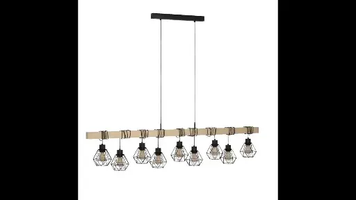 [43134] Suspension 9 lampes noir/aspect chêne Townshend 5 - Eglo