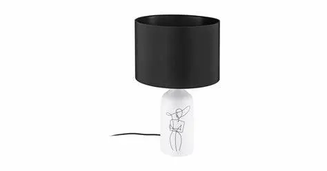 [43824] Lampe à poser céramique E27 blanc/noir Vinoza - Eglo