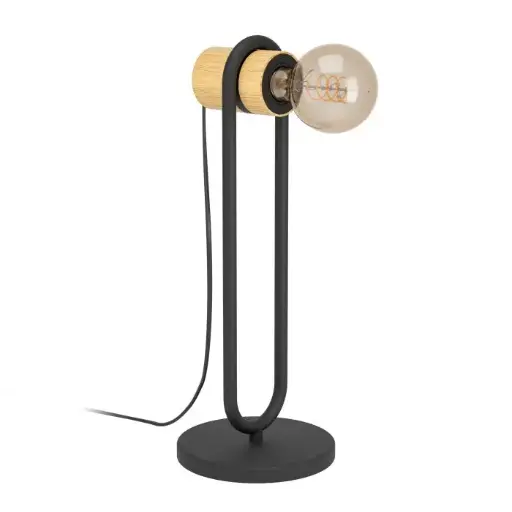 [43543] Lampe à poser E27 noir/bois Chieveley - Eglo