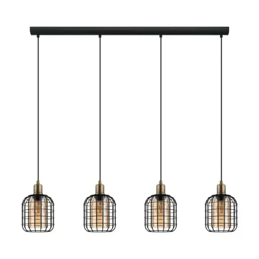 [43528] Suspension 4 lampes E27 noir/bronze/ambre Chisle - Eglo