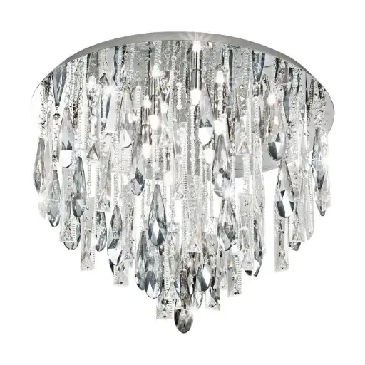 [93433] Plafonnier 8 lampes G9 Ø580 chrome/cristal Calaonda - Eglo