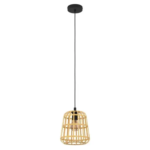 [390152] Suspension E27 noir/bambou Montezuelo - Eglo
