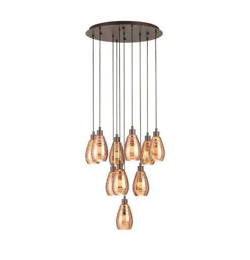 [39509] Pendant 10 lamps E27 brown/copper Siracusa - Eglo