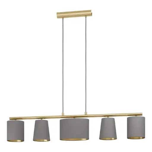 [99487] Suspension 5 lampes E14 laiton brossé/cappuccino Almeida 2 - Eglo