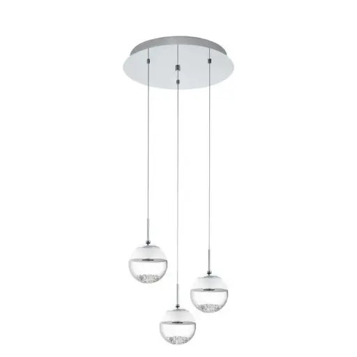 [93709] Suspension LED 3 lampes Ø400 chrome/verre satiné Montefio - Eglo